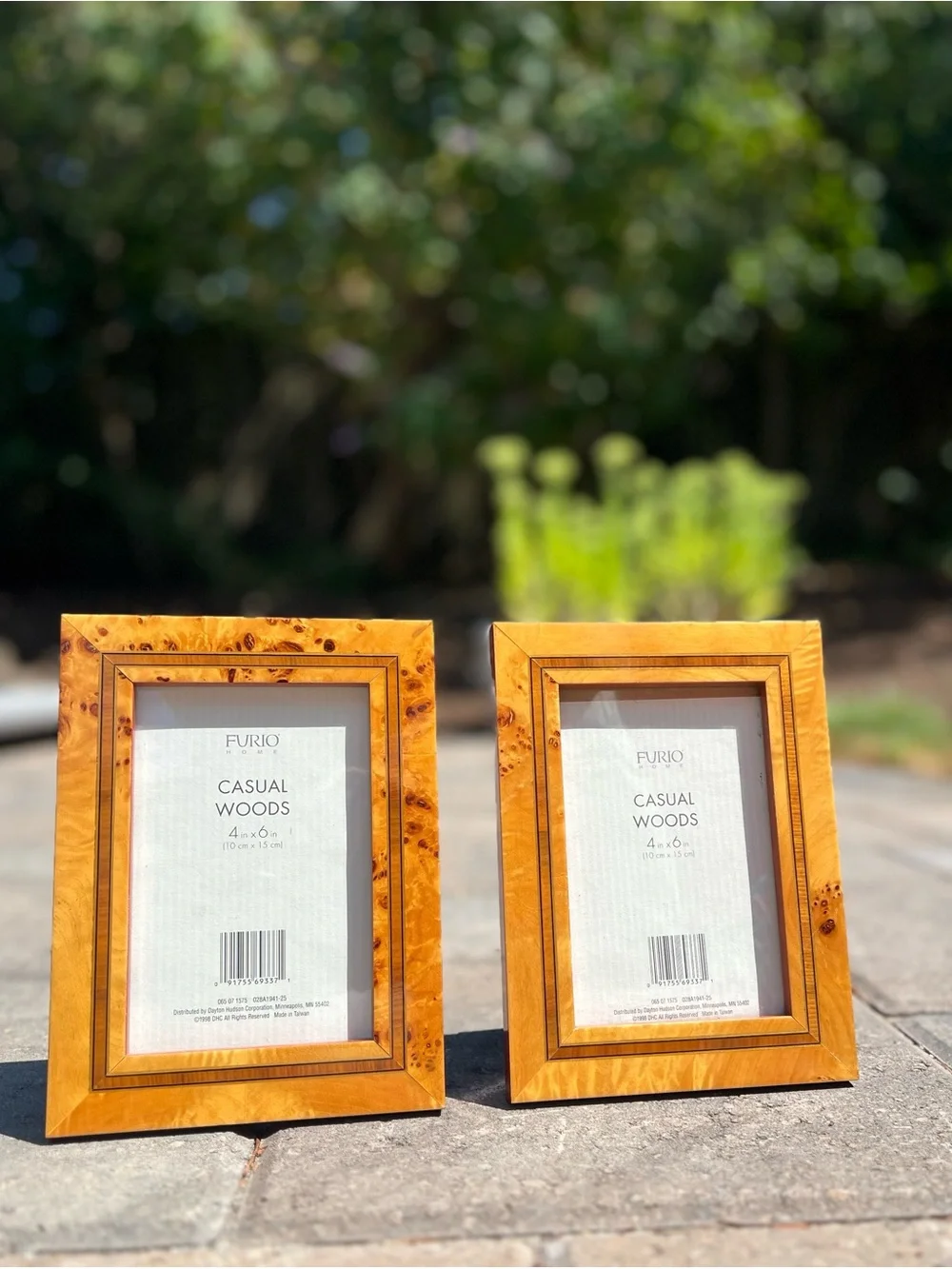 Set of 2 Vintage Burl Wood Picture Frames | Faux Burlwood 4x6 Frames